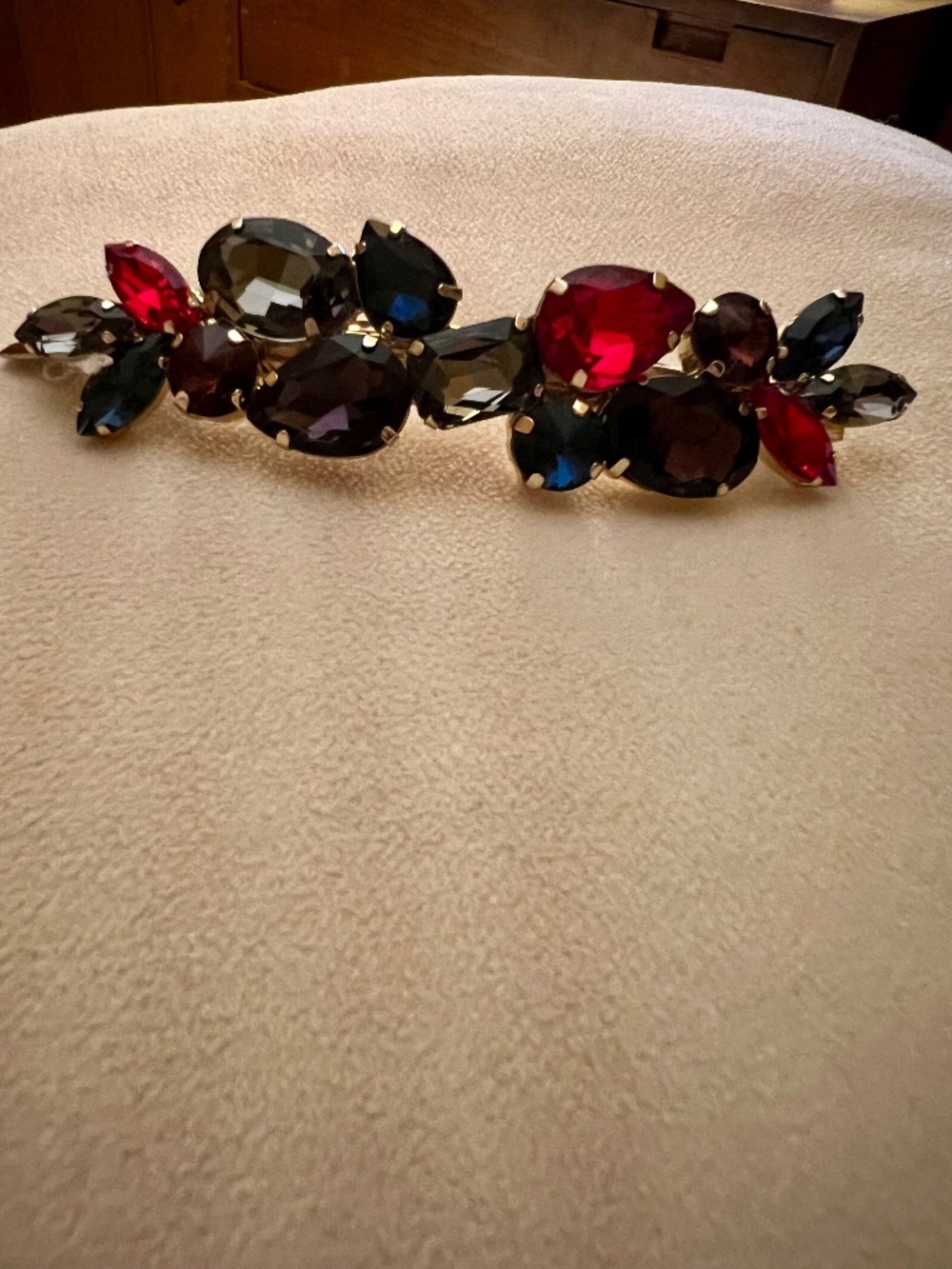 Tasha Gold Hair Clip/Barett wCrystal Stones 4" Long Rare find Original Hallmark